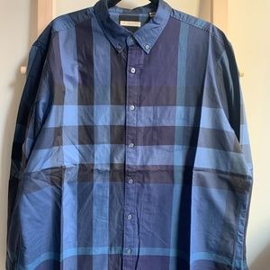 Burberry Men's Shirt Blue Long Sleeve